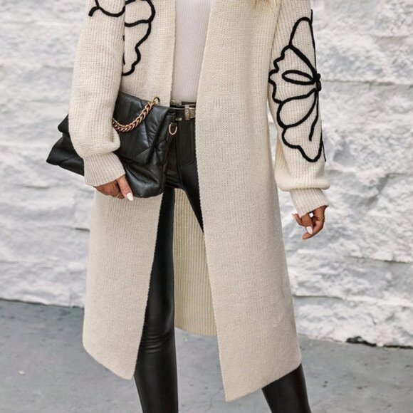 Multicolor Boho Womens Floral Pattern Drop Shoulder Duster Cardigan - Picture 4 of 7